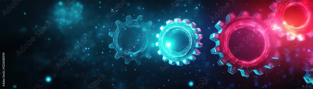 Fototapete intricate mechanisms of three interlocking gears in a darkened environment highlighting the beauty o