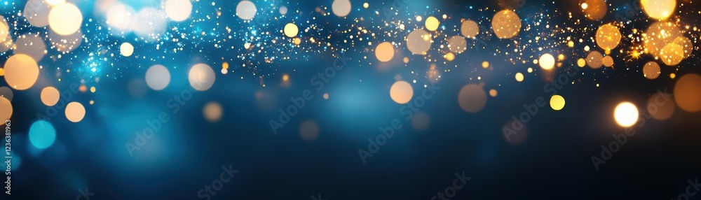 Aufkleber mesmerizing display of golden and blue lights against a dark background creating an enigmatic atmosp