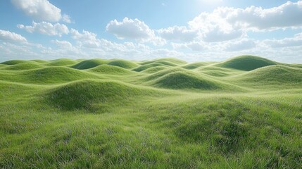 Fototapeta premium Lush green rolling hills under a bright sky