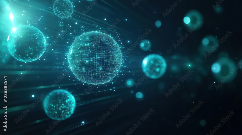 Aufkleber Illuminated Sphere Surrounded by Ethereal Glowing Lights Against a Dark Mysterious Background Creating a Captivating and Enigmatic Visual Experience