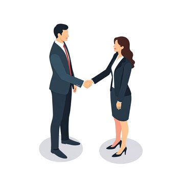 An isometric depiction of shaking hands