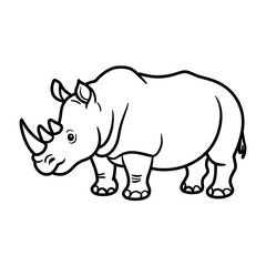 Fototapeta premium rhino on white background coloring page
