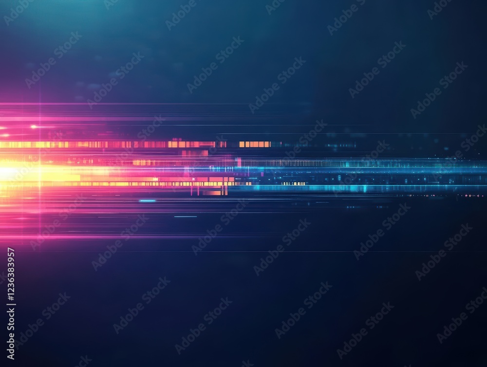Leinwandbilder Vibrant Abstract Technology Background Featuring Interconnected Lines and Dots Creating a Dynamic Visual Representation of Digital Innovation and Connectivity
