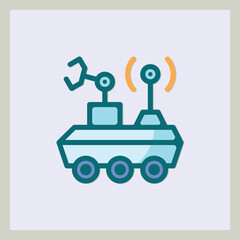 Stylized Moon Rover Icon With Robotic Arm and Antenna for Space Exploration