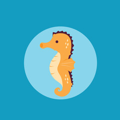 Sea horse vector illustration on blue water background