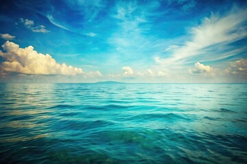 Obraz premium Vintage Ocean Background, Blue Water Surface, Retro Seascape, Calm Sea Photo, Ocean Texture, Seashore Photography