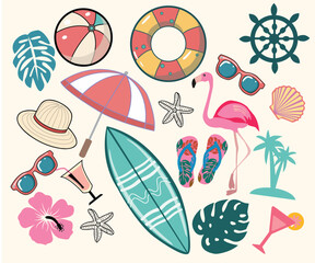 Fototapeta premium Summer travel and vacation elements