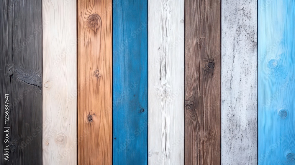 Aufkleber vibrant wooden wall displaying a kaleidoscope of colors with rich textures and natural grain pattern