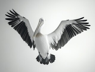 Obraz premium An image of a long-billed seagull flying with its large, spread wings.