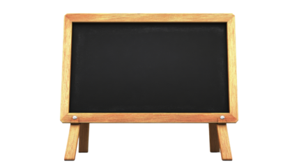 Blank blackboard with wooden frame on transparent background
