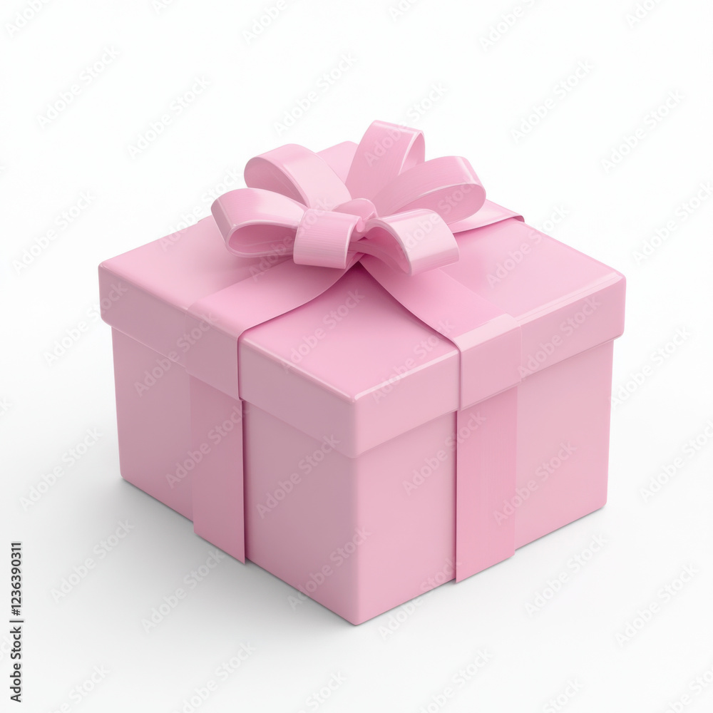 Wall mural soft pink gift box with shiny bow, perfect for special occasions