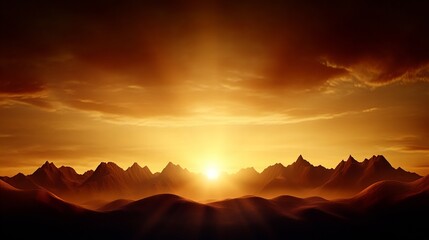 Obraz premium Golden hour sunset over majestic mountains. A breathtaking view of nature's beauty.