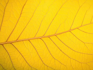 Close Up of Vibrant Yellow Leaf Highlighting Intricate Veins and Textures in Autumn Sunlight Evoking a Sense of Change and Natural Beauty in Nature