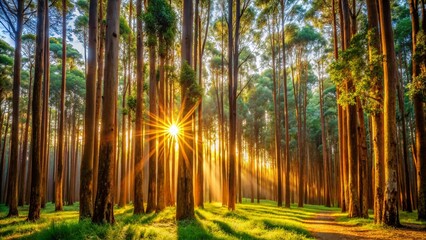 Obraz premium Majestic Eucalyptus Forest Landscape with Copy Space - Australian Nature Photography