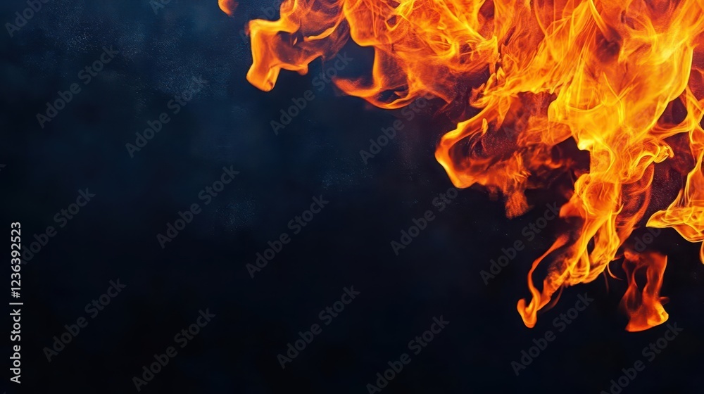 Poster intense flames erupting vividly against a deep black background creating an engaging contrast highli