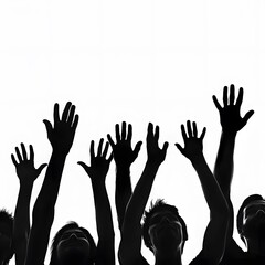 Silhouetted Hands Raised in Celebration Against Bright Background