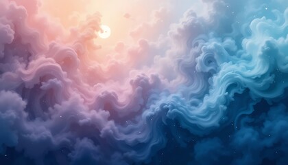 Obraz premium Dreamlike Cloudscape With Sun And Stars
