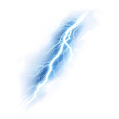 Bright Blue Lightning Strike Against White Background in Artistic Style