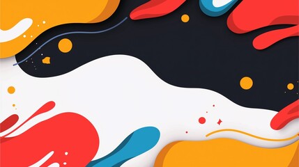 A vibrant, abstract design featuring colorful fluid shapes against a dark background, creating a dynamic and modern visual appeal.