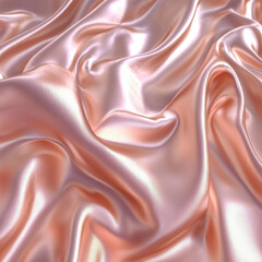 Obraz premium Rose gold silk fabric with flowing folds and soft luminous highlights.