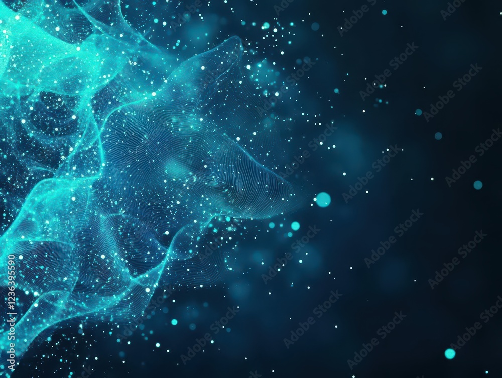 Leinwandbilder Vibrant Blue Abstract Background Filled with Floating Particles Creating a Dreamy and Ethereal Atmosphere for Artistic and Creative Expressions