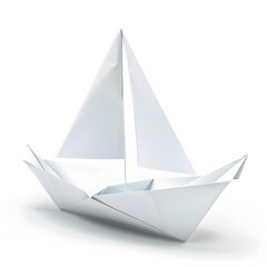 Elegant White Origami Boat on Bright Background with Soft Shadows
