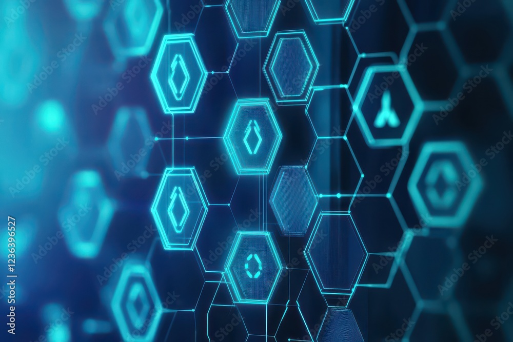 Aufkleber vibrant blue hexagonal background featuring intricate hexagonal patterns creating a modern and styli