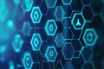 Vibrant Blue Hexagonal Background Featuring Intricate Hexagonal Patterns Creating a Modern and Stylish Visual Composition for Creative Design Projects