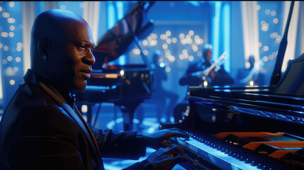 Obraz premium Sophisticated Musician Expressing Through Piano