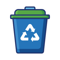 Minimalist Recycle Bin Vector Illustration on White Background