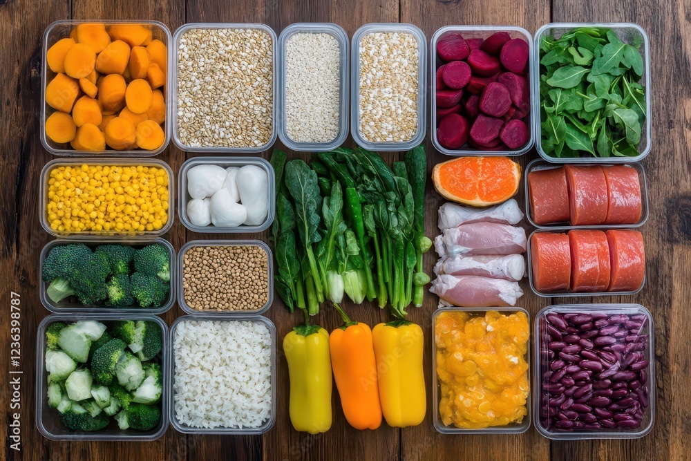 Aufkleber An Array of Colorful and Appetizing Food Items Displayed in Clear Plastic Containers Showcasing Culinary Diversity and Freshness for Healthy Eating