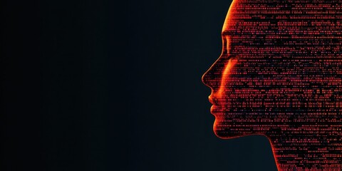 Digital Human Profile with Data Stream Overlay