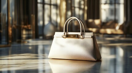 Elegant Beige Handbag in Luxurious Setting