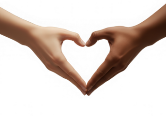 Female hands making a heart shape over red background