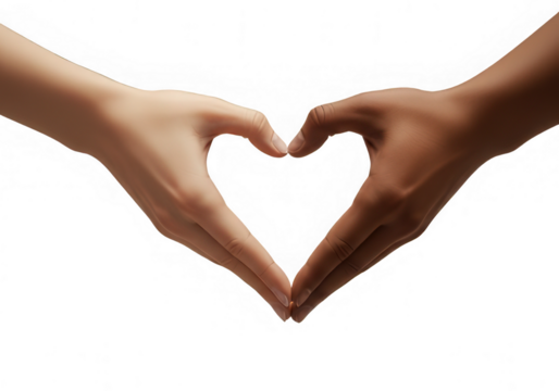 Female hands making a heart shape over red background