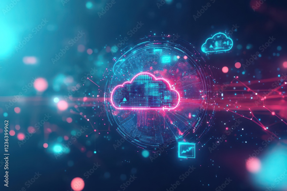 Leinwandbilder Symbolic Cloud with a Lock Representing Security and Privacy in the Digital Age Evoking Concepts of Protection and Safety in Modern Technology