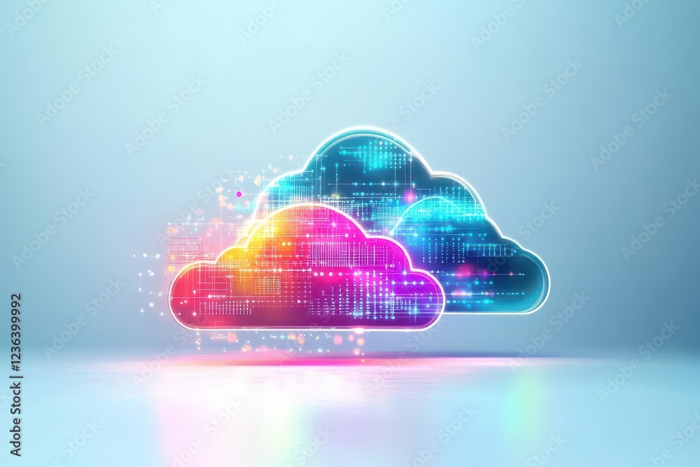 Aufkleber vibrant cloud emitting multicolored light in a clear blue sky creating a dreamlike atmosphere of won