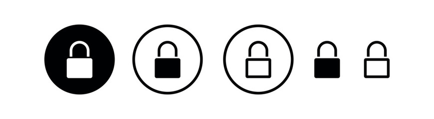 Padlock Icon Set- Secure, Locked, Protection (Vector) 