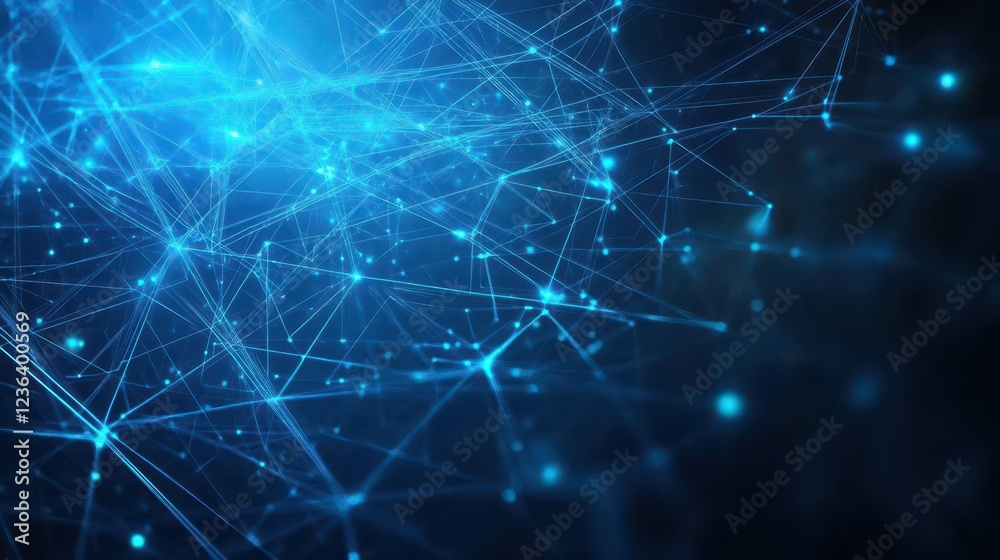Aufkleber Abstract Design Featuring a Vivid Blue Background with Intricate Lines and Dots Creating a Modern and Dynamic Visual Experience of Colorful Patterns