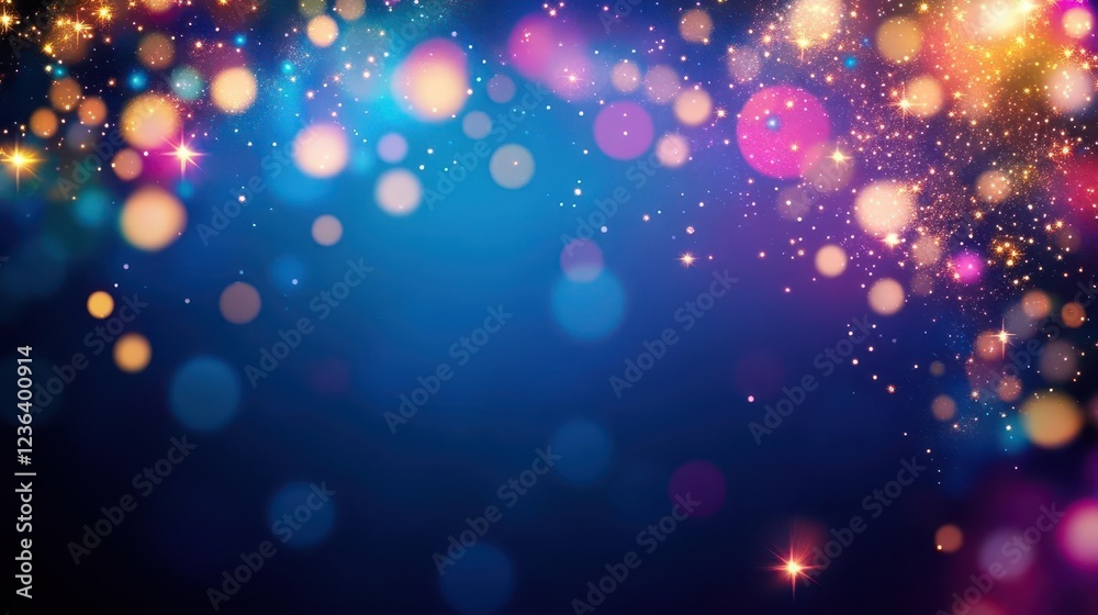 Aufkleber Vibrant Display of Colorful Lights Against a Deep Blue Background Creating a Dynamic and Energetic Atmosphere Perfect for Creative Projects and Designs