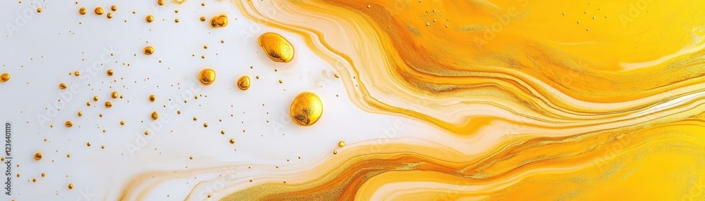 Aufkleber close up of vivid yellow and white liquid in a transparent container capturing the intricacies of fl