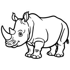 Naklejka premium rhino cartoon coloring page