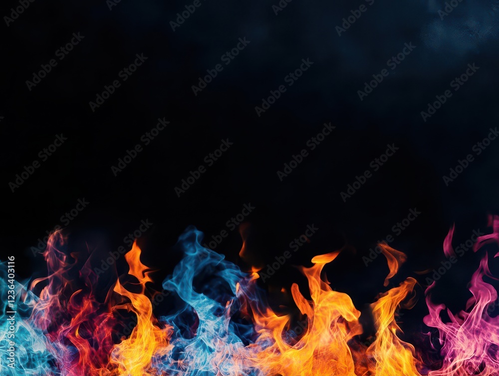 Aufkleber intense and luminous flames dancing vividly against a deep black background evoking passion power an