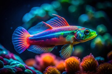 Fototapeta premium Neon Goby Fish Long Exposure Underwater Photography Stock Photo