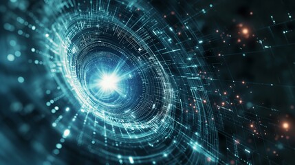 Obraz premium Abstract Digital Data Stream Tunnel of Light and Information Technology