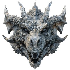 Detailed Stone Dragon Head Sculpture with Intricate Texture and Features