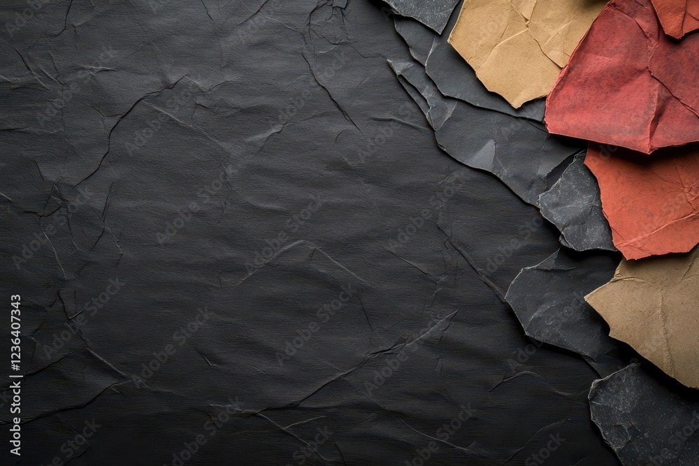 Poster Artistic Composition of Crumpled Paper on Black Background Evoking a Sense of Depth Texture and Minimalism in Fine Art Photography