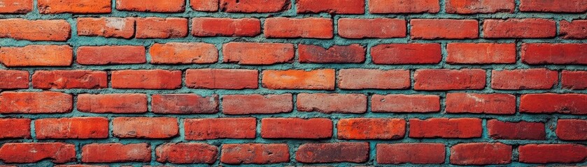 Fototapeta premium Vibrant Brick Wall Featuring Unique Arrangement of Blue and Red Bricks Creating a Bold Urban Aesthetic with a Touch of Artistic Flair and Texture