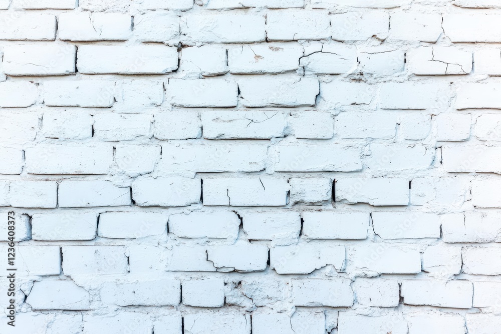 Poster Weathered White Brick Wall with Intricate Cracks and Textures Evoking a Sense of Timeworn Character and Urban Aesthetic in a Minimalist Setting