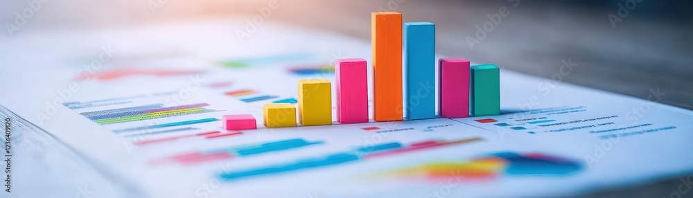 Poster Vibrant Colorful Bar Chart Displayed on a White Sheet of Paper Illustrating Data Analysis and Trends in a Creative and Engaging Visual Format